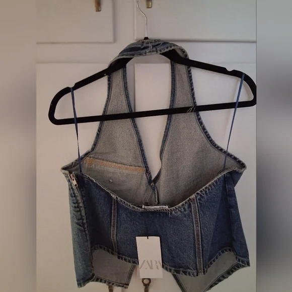 Zara Blue Denim Vest Top - Picture 3 of 3